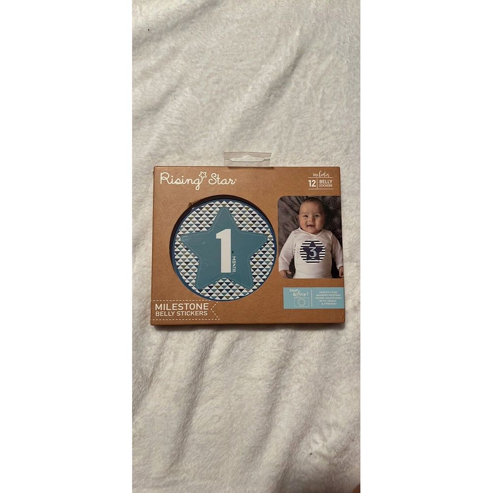 NEW Rising Stars 12 Milestone Belly Stickers baby‎ boy theme